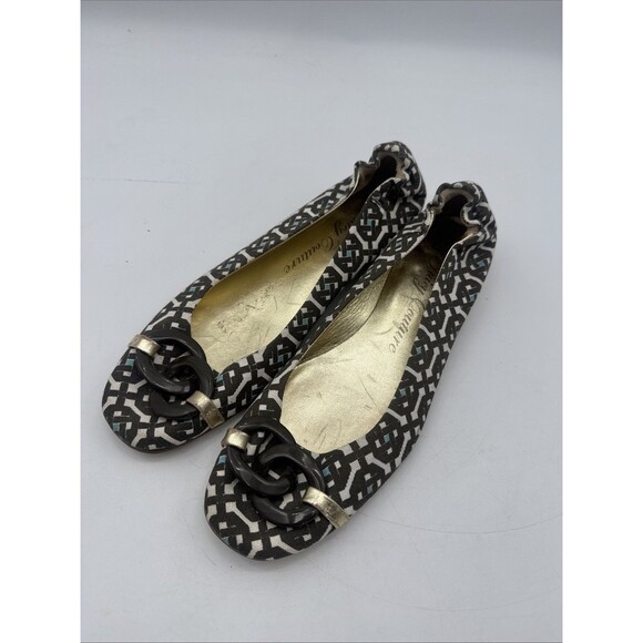 Vintage Y2K Juicy Couture Rare Green/Biege Ballet Flats With Chain Link Size 9 - Picture 1 of 11